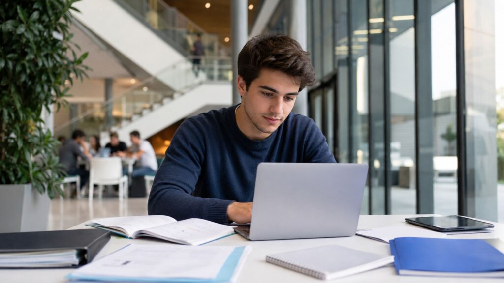 Étudiant préparant un BTS à l’ORT sur un campus
