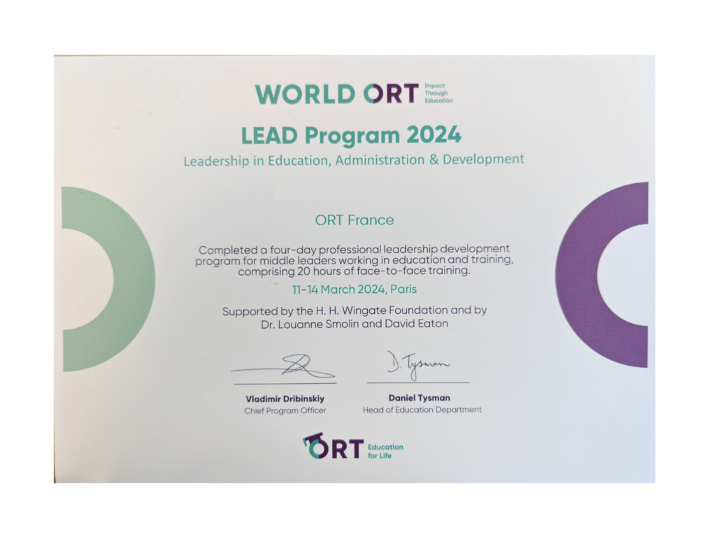certificat World ORT au Lead Program 2024
